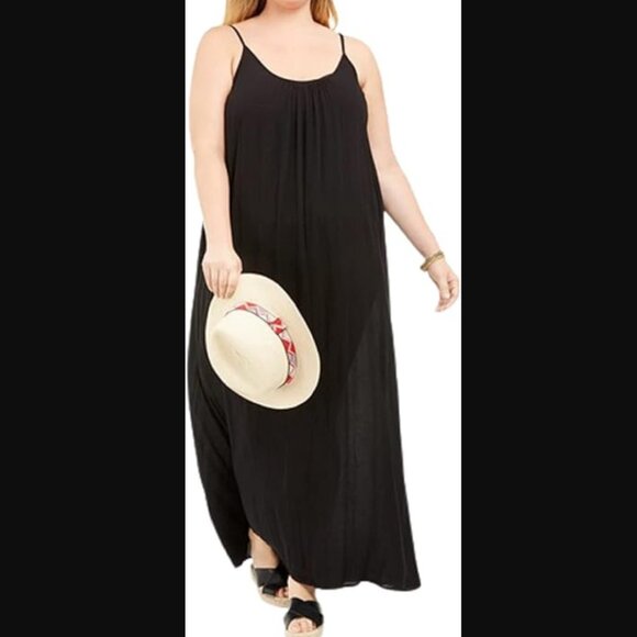 Raviya Plus Size Sleeveless Swim Cover-up Maxi Dress Black 2X New - Picture 2 of 8